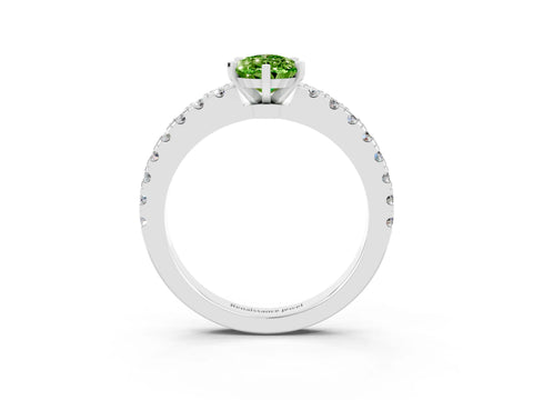 White gold Pear Cut Solitaire Diamond with Pavé Band and Four-Prong Setting_15