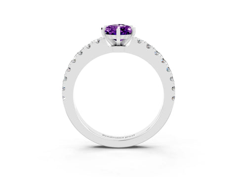 White gold Pear Cut Solitaire Diamond with Pavé Band and Four-Prong Setting_15