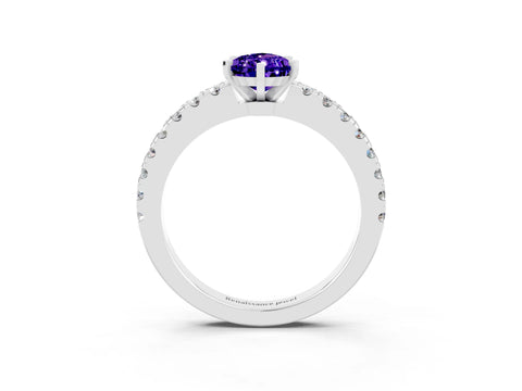 White gold Pear Cut Solitaire Diamond with Pavé Band and Four-Prong Setting_15