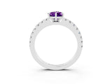 White gold Pear Cut Solitaire Diamond with Pavé Band and Four-Prong Setting_15