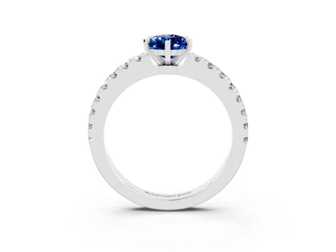 White gold Pear Cut Solitaire Diamond with Pavé Band and Four-Prong Setting_15
