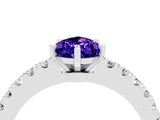 White gold Pear Cut Solitaire Diamond with Pavé Band and Four-Prong Setting_16
