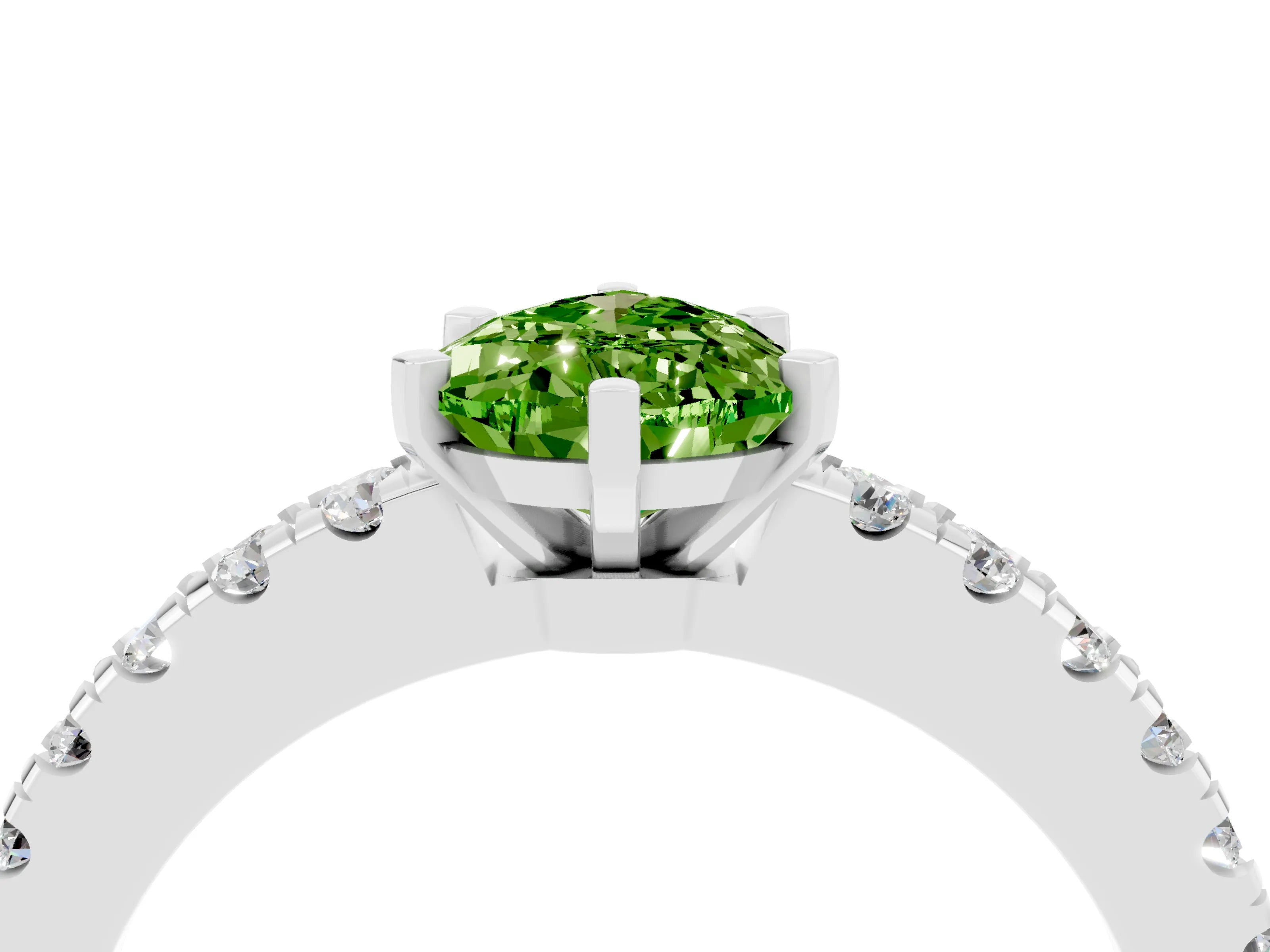 White gold Pear Cut Solitaire Diamond with Pavé Band and Four-Prong Setting_16