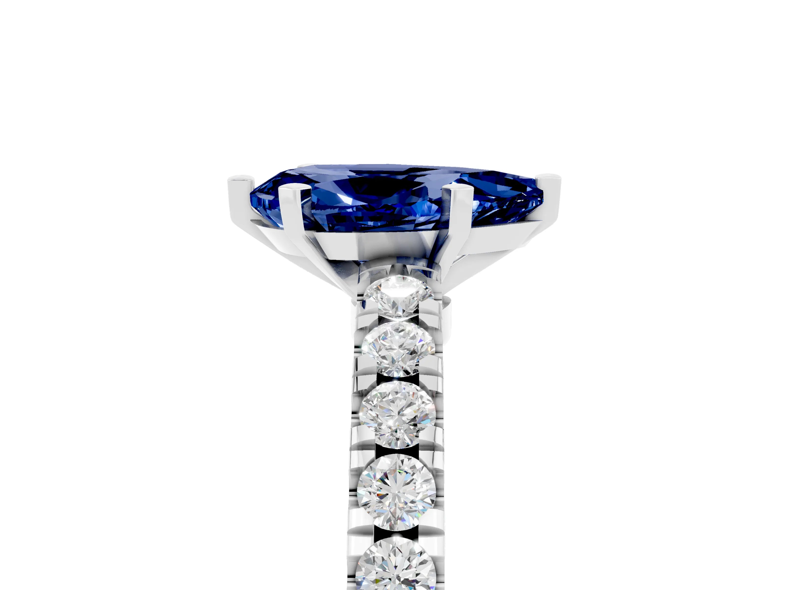 White gold Pear Cut Solitaire Diamond with Pavé Band and Four-Prong Setting_17