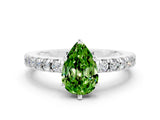 White gold Pear Cut Solitaire Diamond with Pavé Band and Four-Prong Setting_18