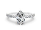 White gold Pear Cut Solitaire Diamond with Pavé Band and Four-Prong Setting_18