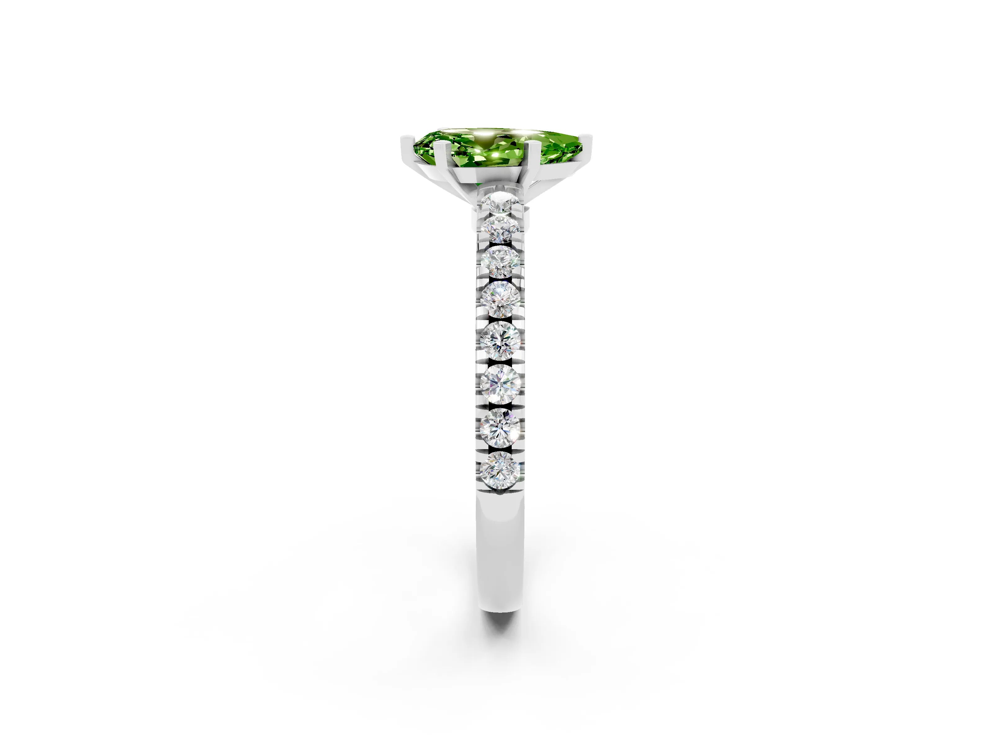 White gold Pear Cut Solitaire Diamond with Pavé Band and Four-Prong Setting_18