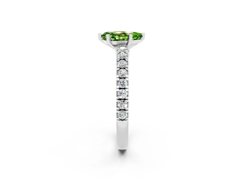 White gold Pear Cut Solitaire Diamond with Pavé Band and Four-Prong Setting_18