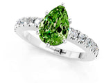 White gold Pear Cut Solitaire Diamond with Pavé Band and Four-Prong Setting_19