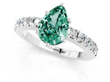 White gold Pear Cut Solitaire Diamond with Pavé Band and Four-Prong Setting_1