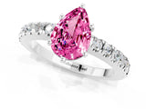 White gold Pear Cut Solitaire Diamond with Pavé Band and Four-Prong Setting_1