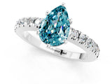 White gold Pear Cut Solitaire Diamond with Pavé Band and Four-Prong Setting_1