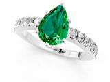White gold Pear Cut Solitaire Diamond with Pavé Band and Four-Prong Setting_1