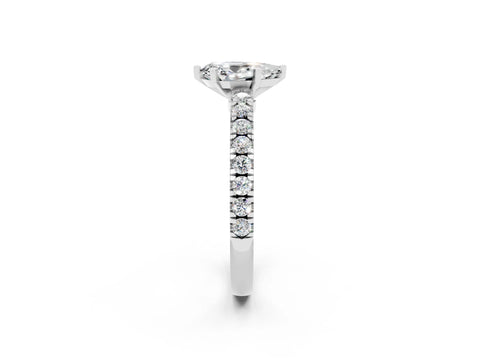 White gold Pear Cut Solitaire Diamond with Pavé Band and Four-Prong Setting_20