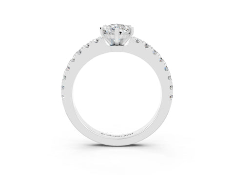 White gold Pear Cut Solitaire Diamond with Pavé Band and Four-Prong Setting_21