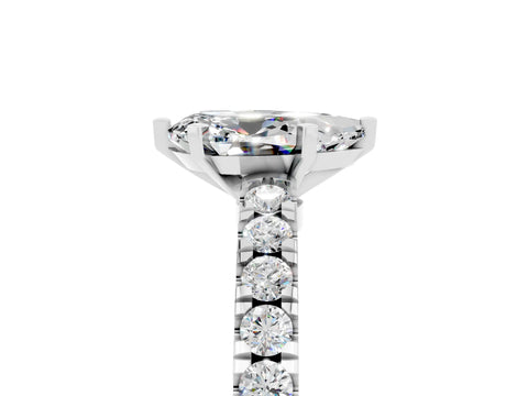 White gold Pear Cut Solitaire Diamond with Pavé Band and Four-Prong Setting_23