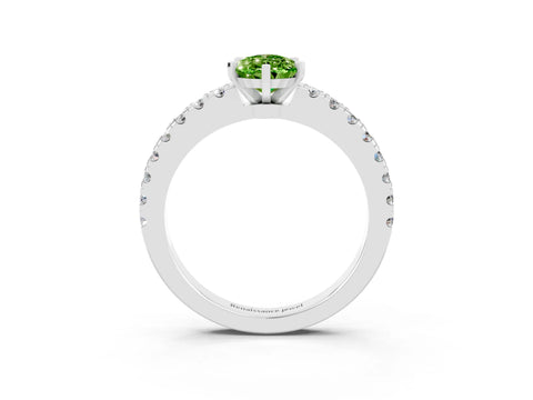 White gold Pear Cut Solitaire Diamond with Pavé Band and Four-Prong Setting_23