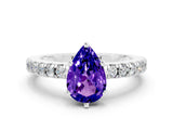 White gold Pear Cut Solitaire Diamond with Pavé Band and Four-Prong Setting_24
