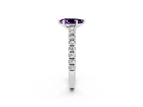 White gold Pear Cut Solitaire Diamond with Pavé Band and Four-Prong Setting_24