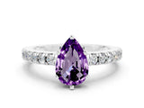 White gold Pear Cut Solitaire Diamond with Pavé Band and Four-Prong Setting_24