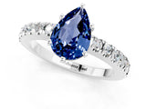 White gold Pear Cut Solitaire Diamond with Pavé Band and Four-Prong Setting_25