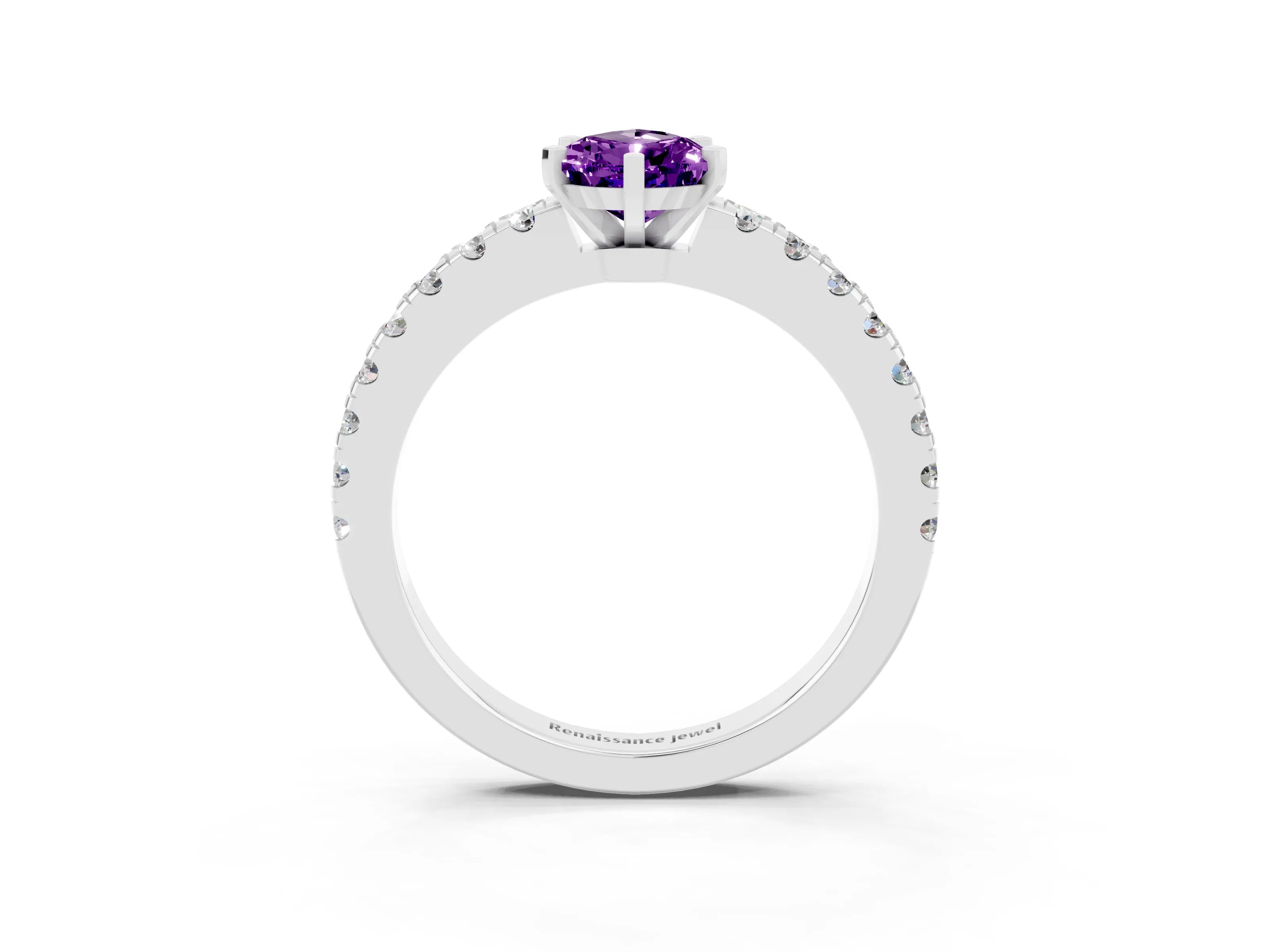 White gold Pear Cut Solitaire Diamond with Pavé Band and Four-Prong Setting_27