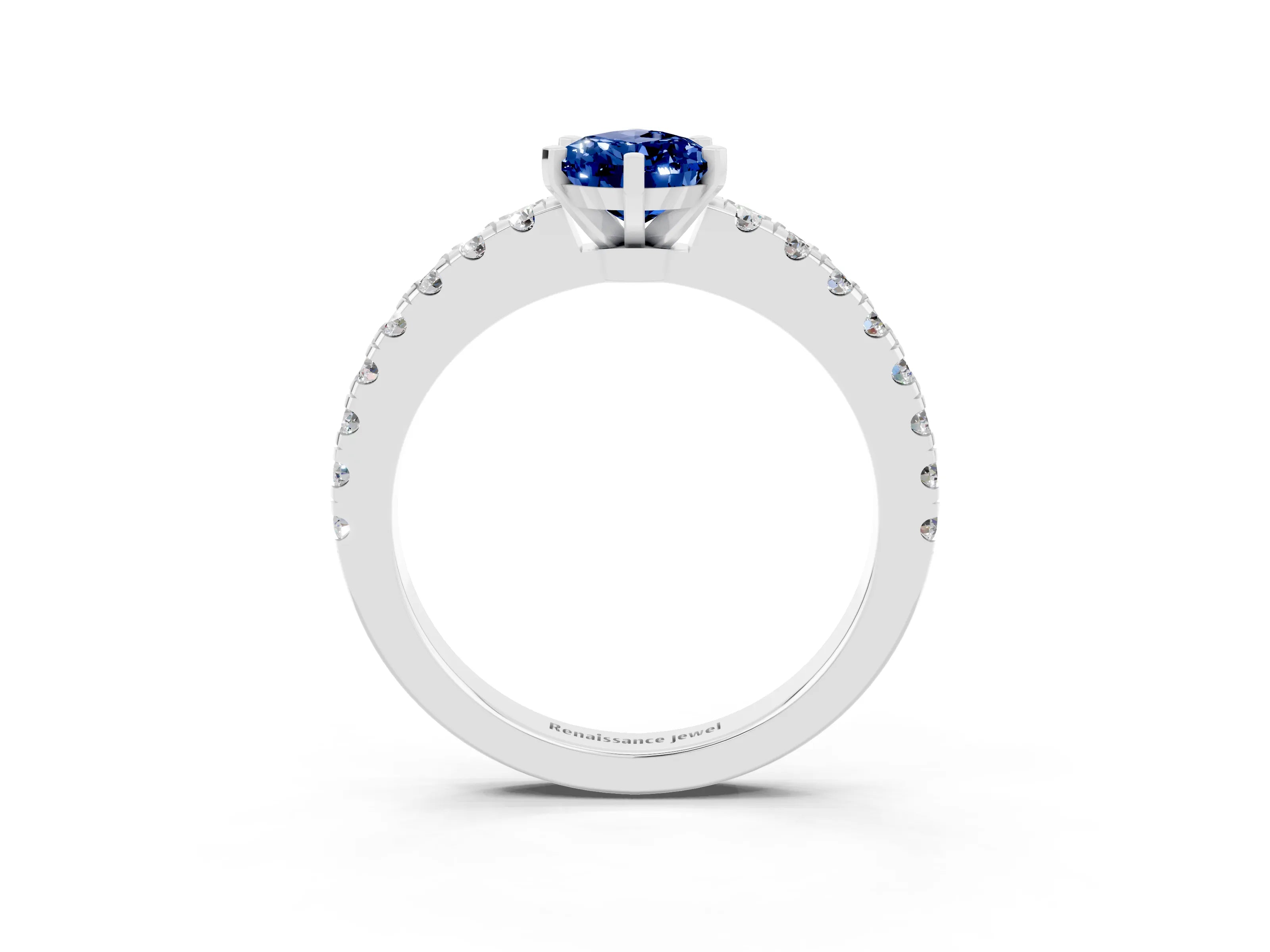 White gold Pear Cut Solitaire Diamond with Pavé Band and Four-Prong Setting_27