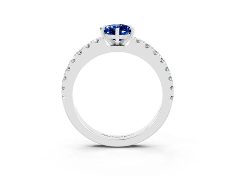 White gold Pear Cut Solitaire Diamond with Pavé Band and Four-Prong Setting_27