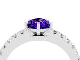 White gold Pear Cut Solitaire Diamond with Pavé Band and Four-Prong Setting_28