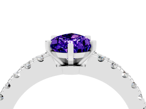 White gold Pear Cut Solitaire Diamond with Pavé Band and Four-Prong Setting_28