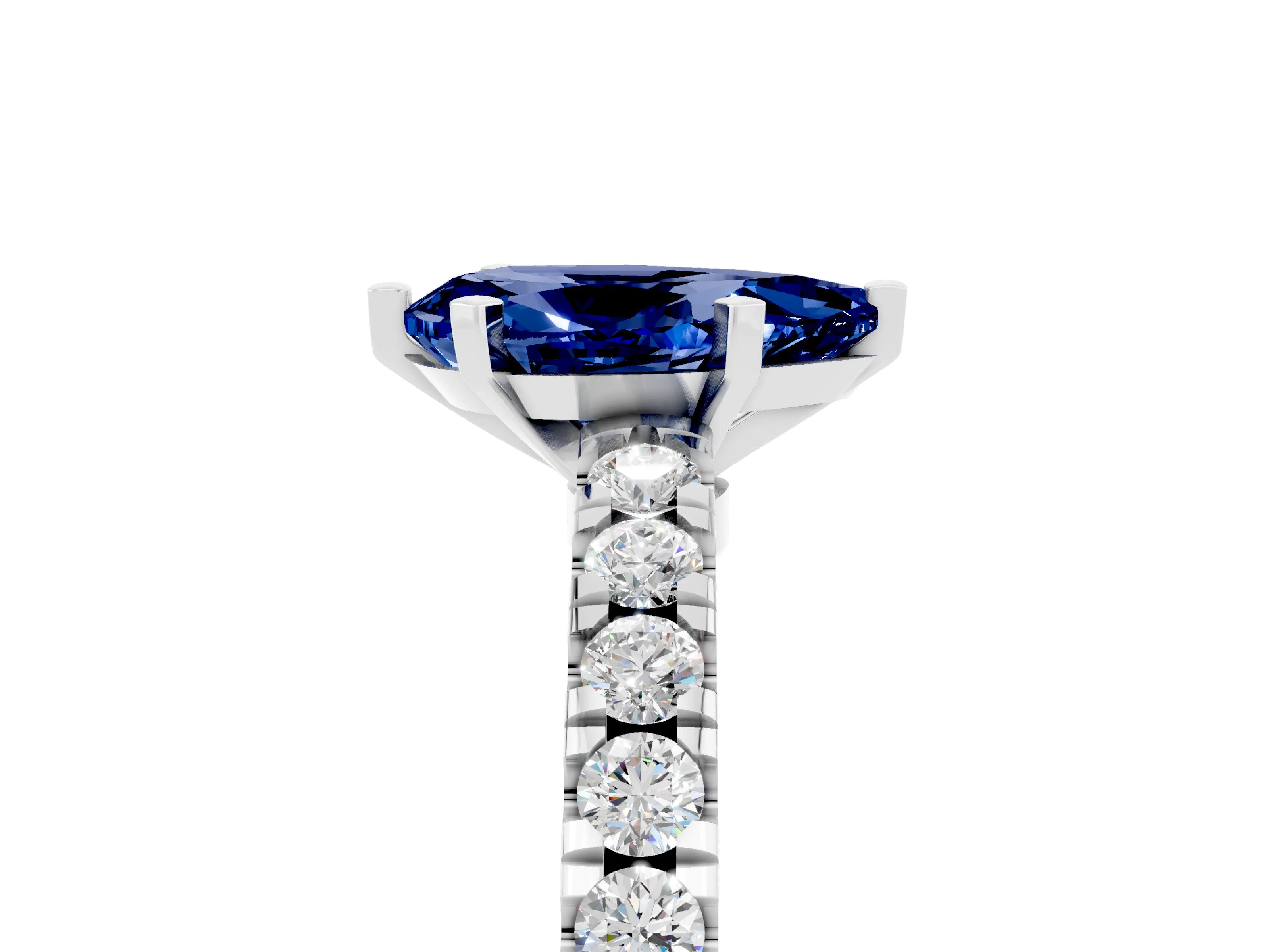 White gold Pear Cut Solitaire Diamond with Pavé Band and Four-Prong Setting_29