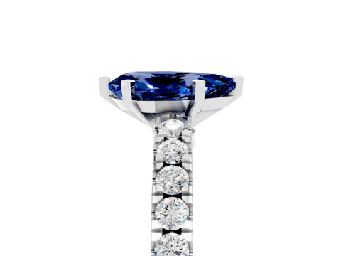 White gold Pear Cut Solitaire Diamond with Pavé Band and Four-Prong Setting_29