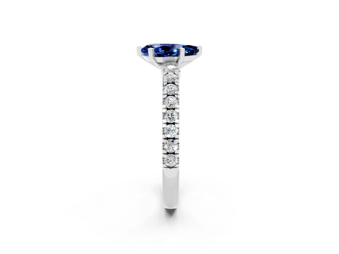 White gold Pear Cut Solitaire Diamond with Pavé Band and Four-Prong Setting_2