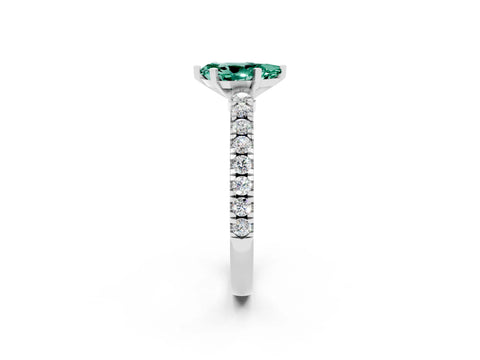 White gold Pear Cut Solitaire Diamond with Pavé Band and Four-Prong Setting_2