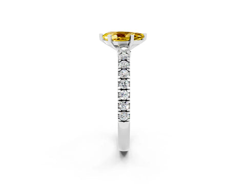 White gold Pear Cut Solitaire Diamond with Pavé Band and Four-Prong Setting_2