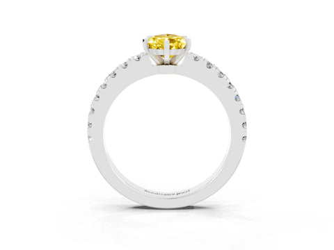 White gold Pear Cut Solitaire Diamond with Pavé Band and Four-Prong Setting_3