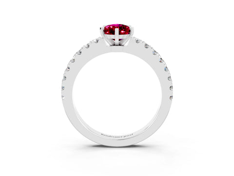 White gold Pear Cut Solitaire Diamond with Pavé Band and Four-Prong Setting_3