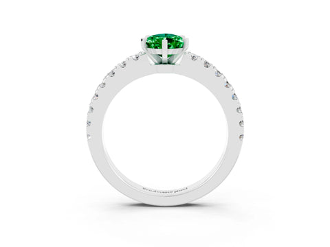 White gold Pear Cut Solitaire Diamond with Pavé Band and Four-Prong Setting_3