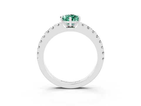 White gold Pear Cut Solitaire Diamond with Pavé Band and Four-Prong Setting_3