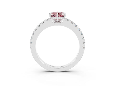 White gold Pear Cut Solitaire Diamond with Pavé Band and Four-Prong Setting_3