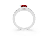 White gold Pear Cut Solitaire Diamond with Pavé Band and Four-Prong Setting_3