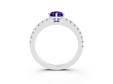 White gold Pear Cut Solitaire Diamond with Pavé Band and Four-Prong Setting_3