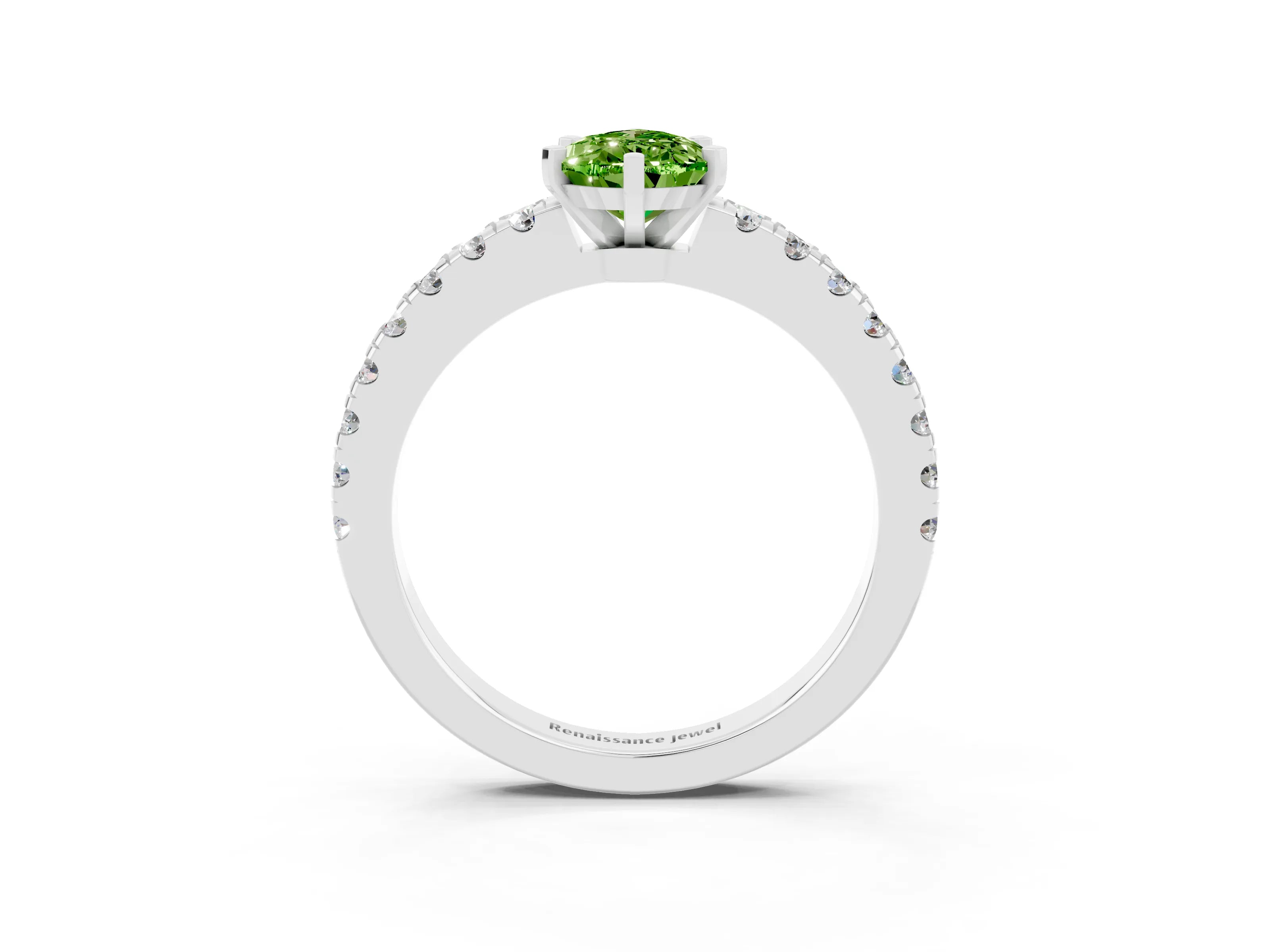 White gold Pear Cut Solitaire Diamond with Pavé Band and Four-Prong Setting_3