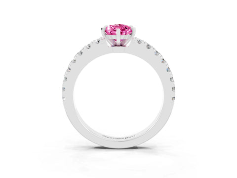 White gold Pear Cut Solitaire Diamond with Pavé Band and Four-Prong Setting_3