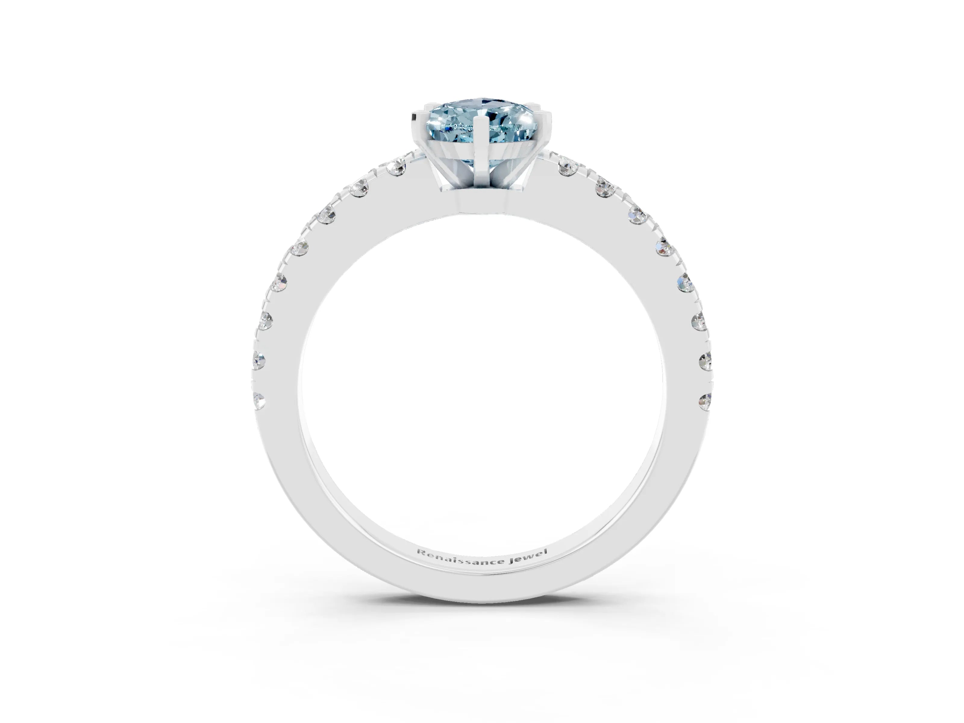 White gold Pear Cut Solitaire Diamond with Pavé Band and Four-Prong Setting_3