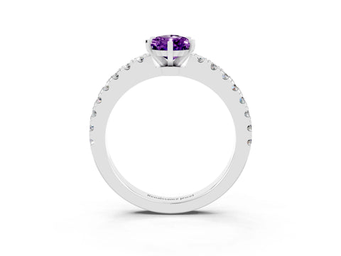 White gold Pear Cut Solitaire Diamond with Pavé Band and Four-Prong Setting_3