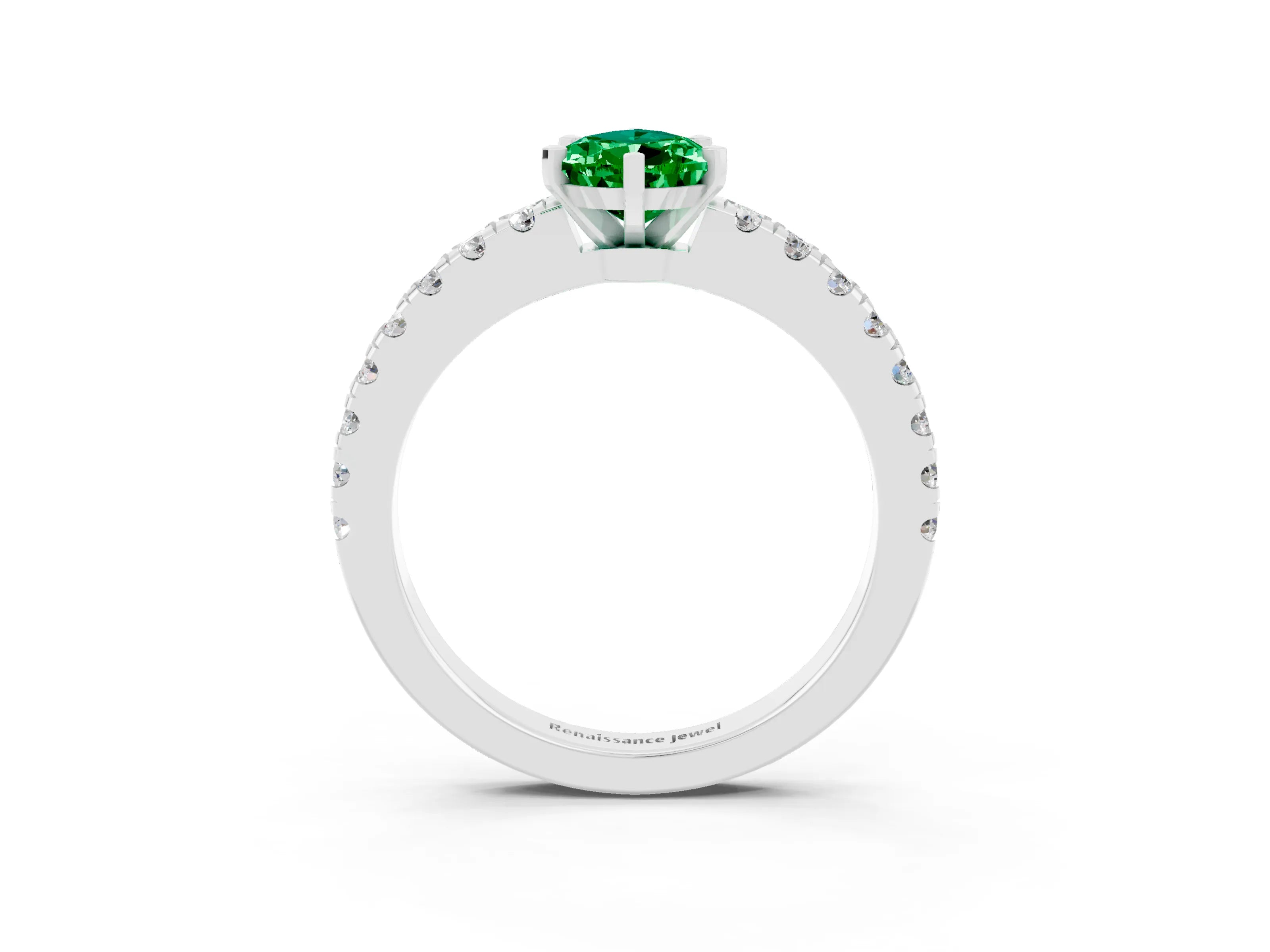 White gold Pear Cut Solitaire Diamond with Pavé Band and Four-Prong Setting_3