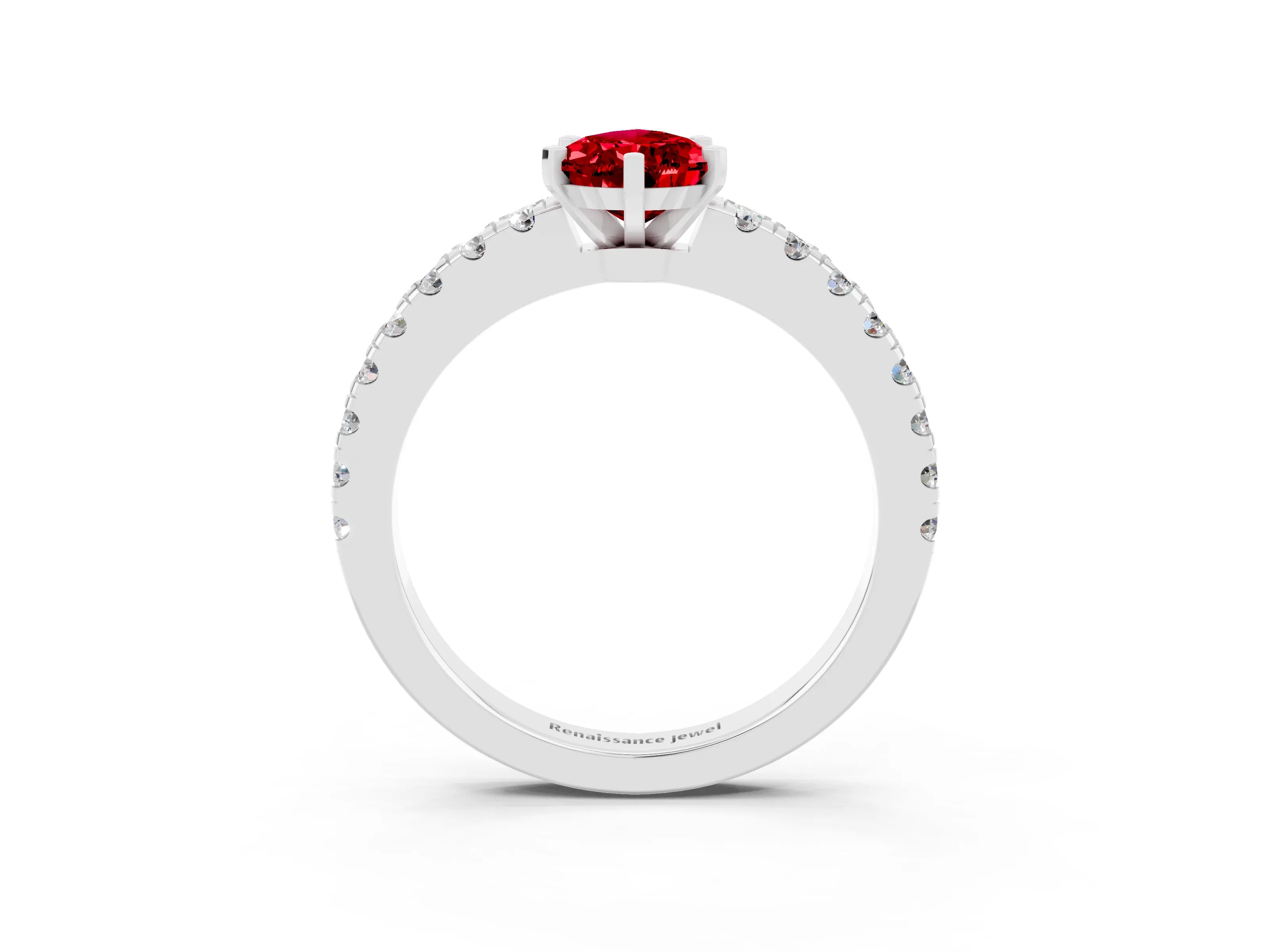 White gold Pear Cut Solitaire Diamond with Pavé Band and Four-Prong Setting_3
