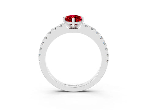 White gold Pear Cut Solitaire Diamond with Pavé Band and Four-Prong Setting_3