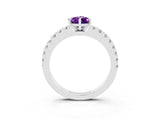 White gold Pear Cut Solitaire Diamond with Pavé Band and Four-Prong Setting_3